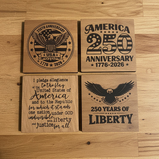 AMERICA 250 - 4” Wooden Coasters