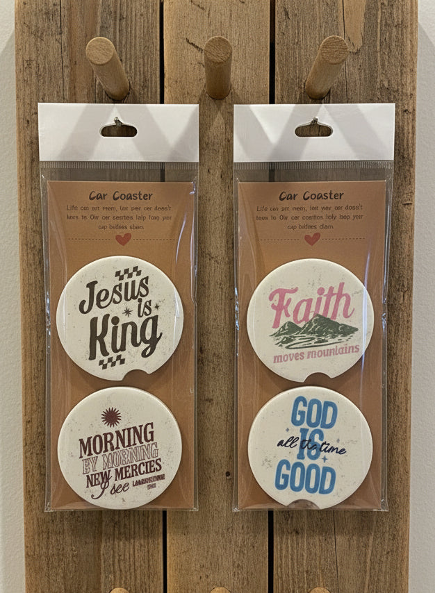 Christian Retro Car Coaster Sets