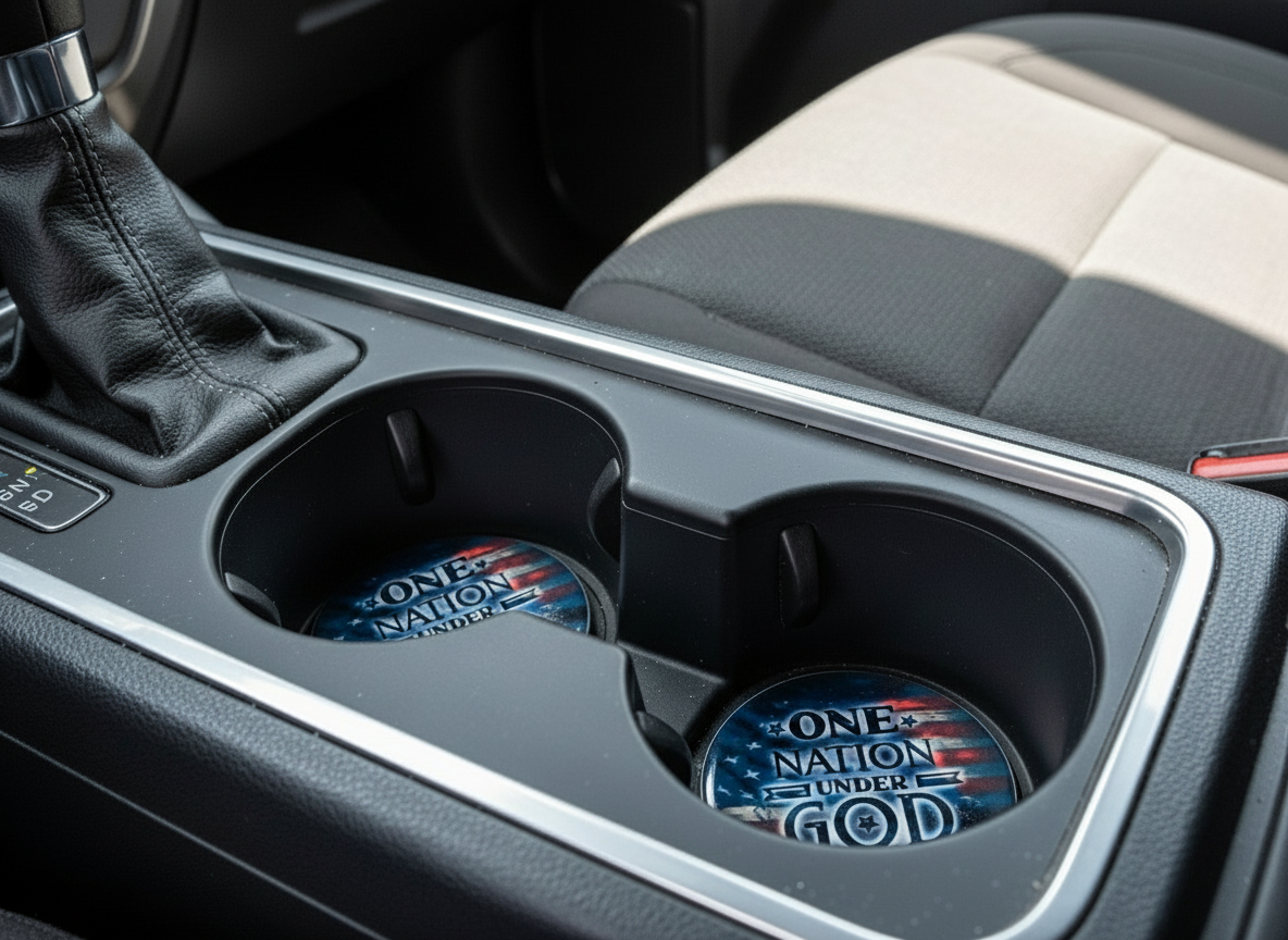 One Nation Under God / Car Coaster Set