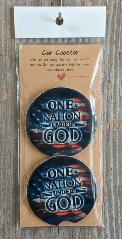 One Nation Under God / Car Coaster Set